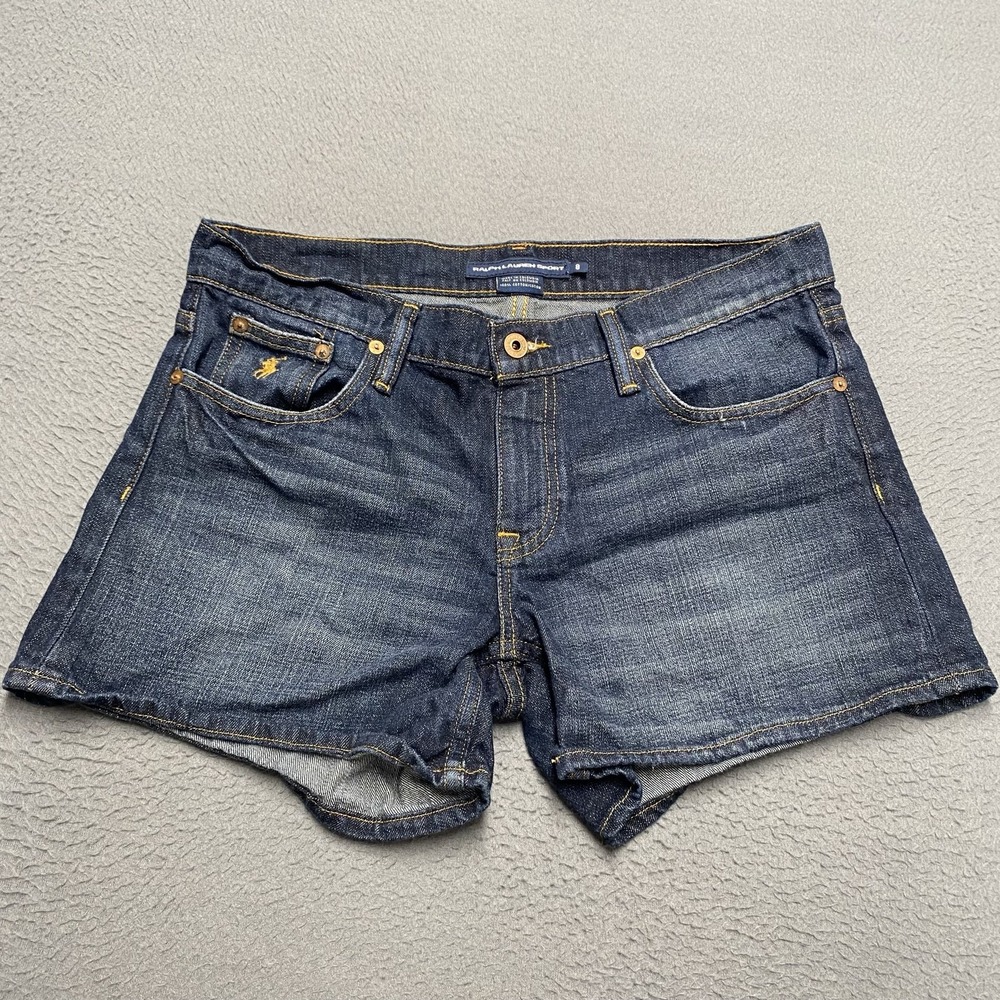 Ralph Lauren Sport Shorts Womens 8 Blue Denim Jean Hot Pants Cotton 2 Inseam